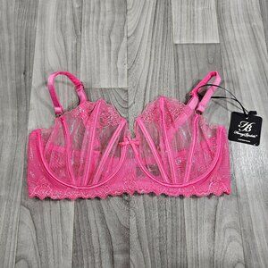 NWT Honey Birdette Natalie Pink Shimmer Bra Size 38 DDD/F